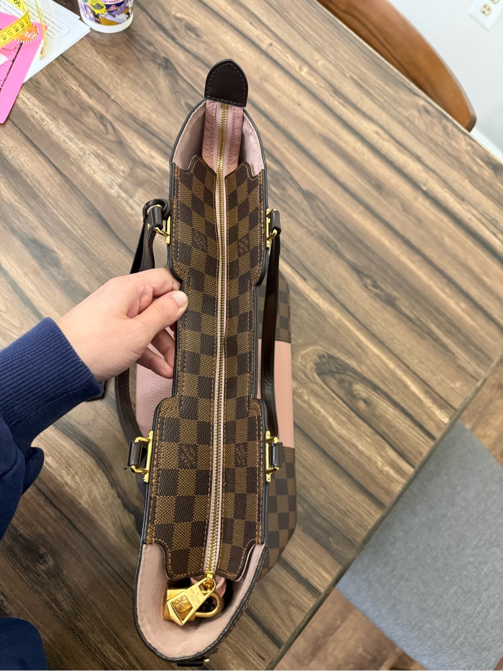 Louis Vuitton Damier Ebene Tote with Pink Center Panel - Picture 4 of 15